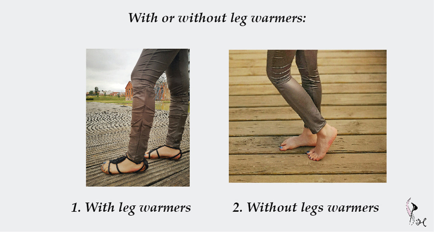 Leggings tono tierra, leggings con calentadores, leggings punto marron